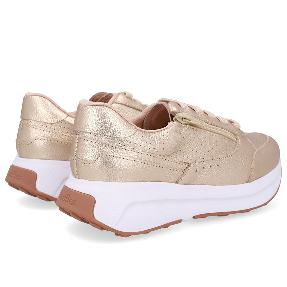 Tênis Couro Dourado Zíper Lateral Dourado 3