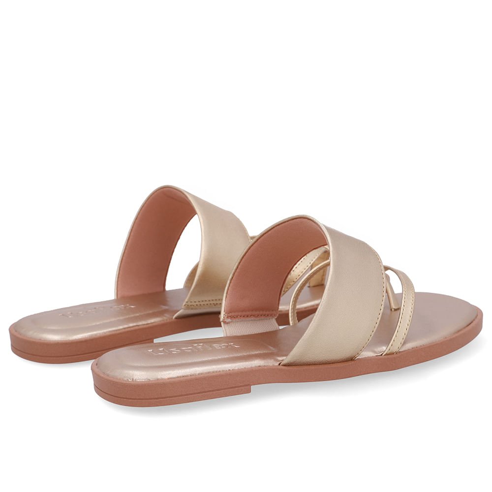 Rasteira Bico Quadrado Couro Dourada Dourado 3