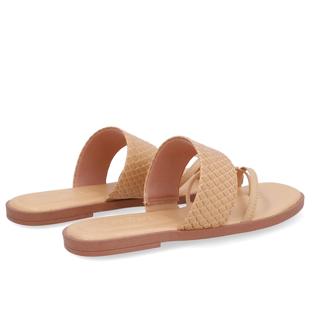 Rasteira Bico Quadrado Couro Bege Creme Creme 3