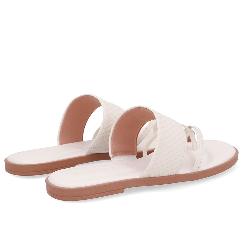 Rasteira Bico Quadrado Couro Branca Marfim Marfim 3