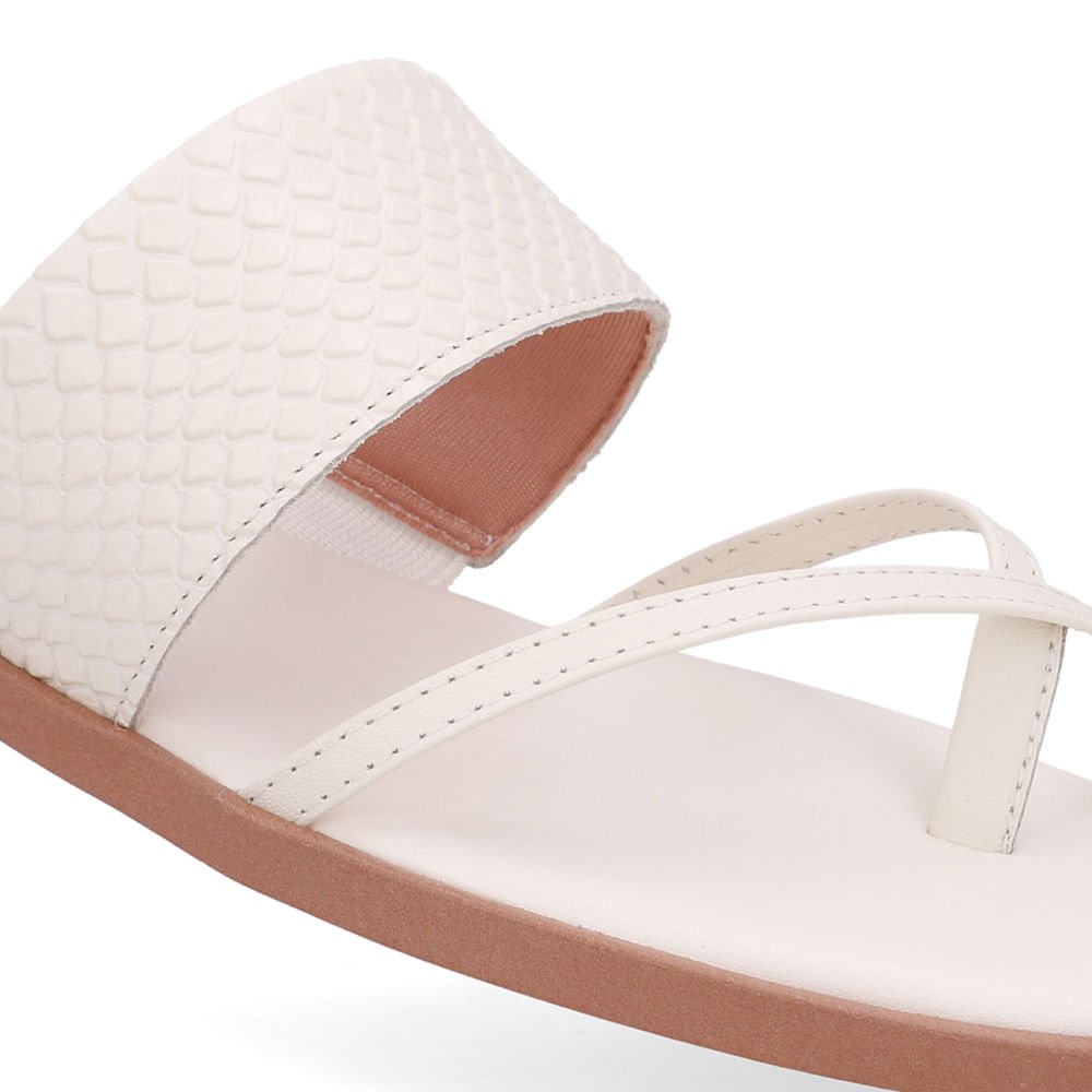 Rasteira Bico Quadrado Couro Branca Marfim Marfim 4