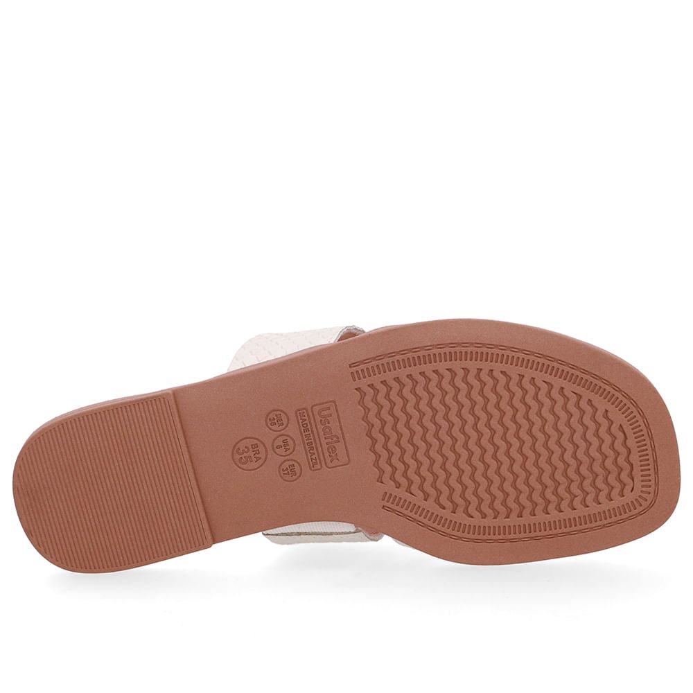 Rasteira Bico Quadrado Couro Branca Marfim Marfim 5