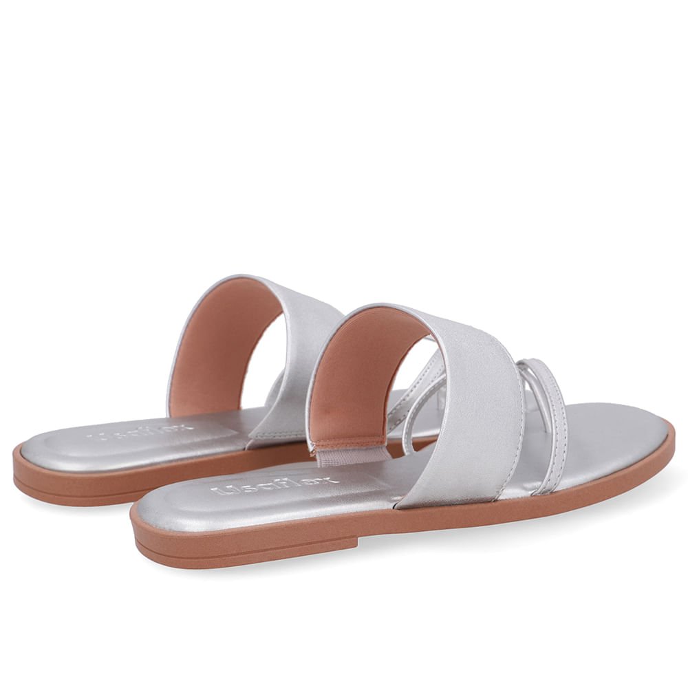 Rasteira Bico Quadrado Couro Prata Prata 3