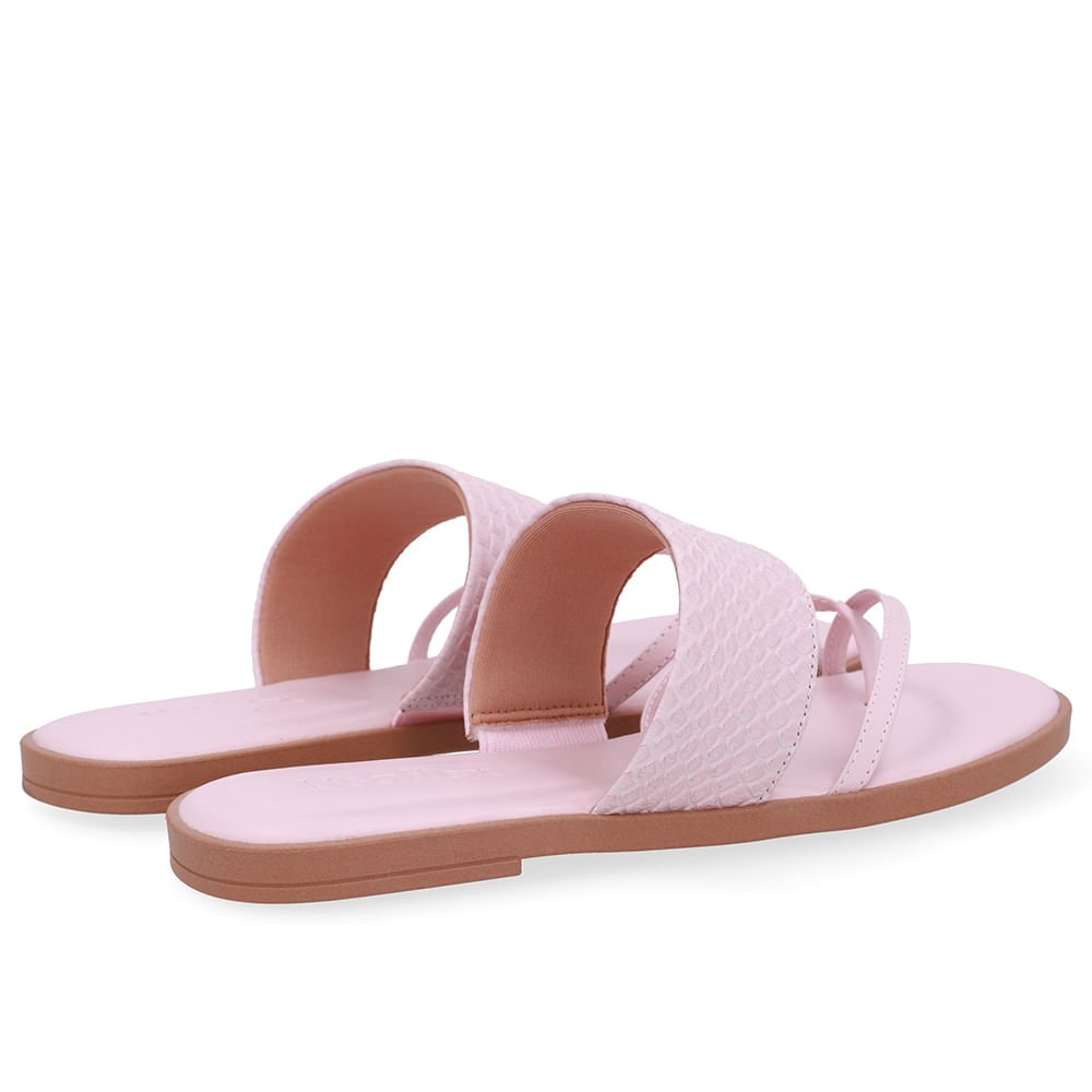 Rasteira Bico Quadrado Couro Rosa Rosa 3