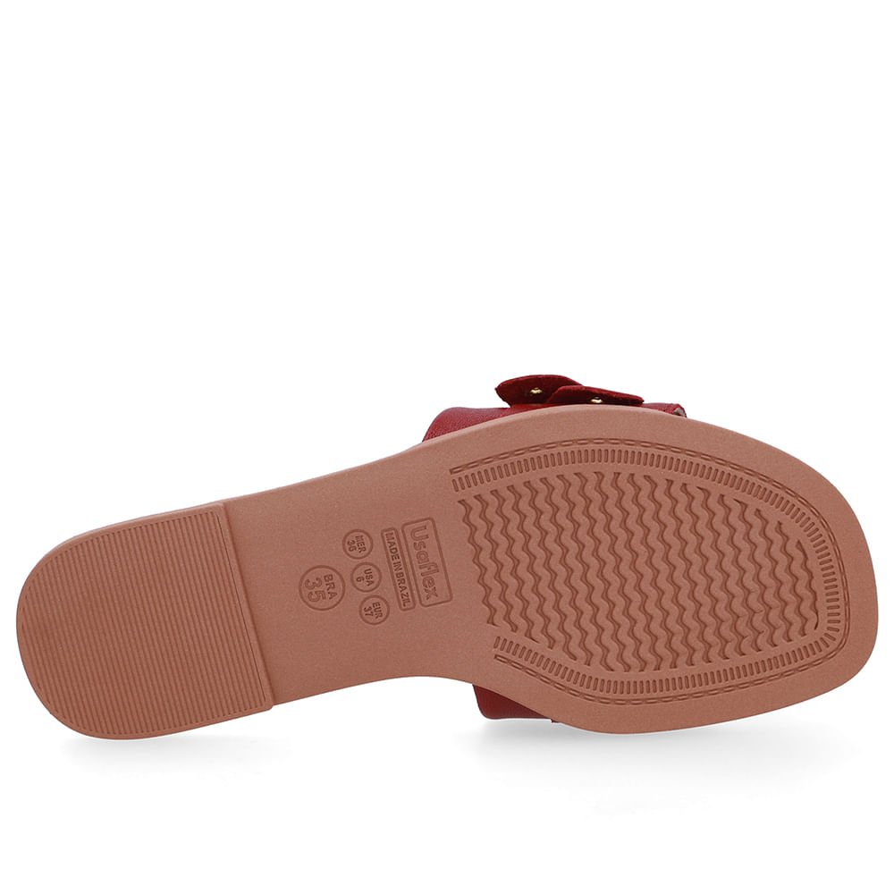 Rasteira Bico Quadrado Couro Vermelha Fivela Vermelho 5