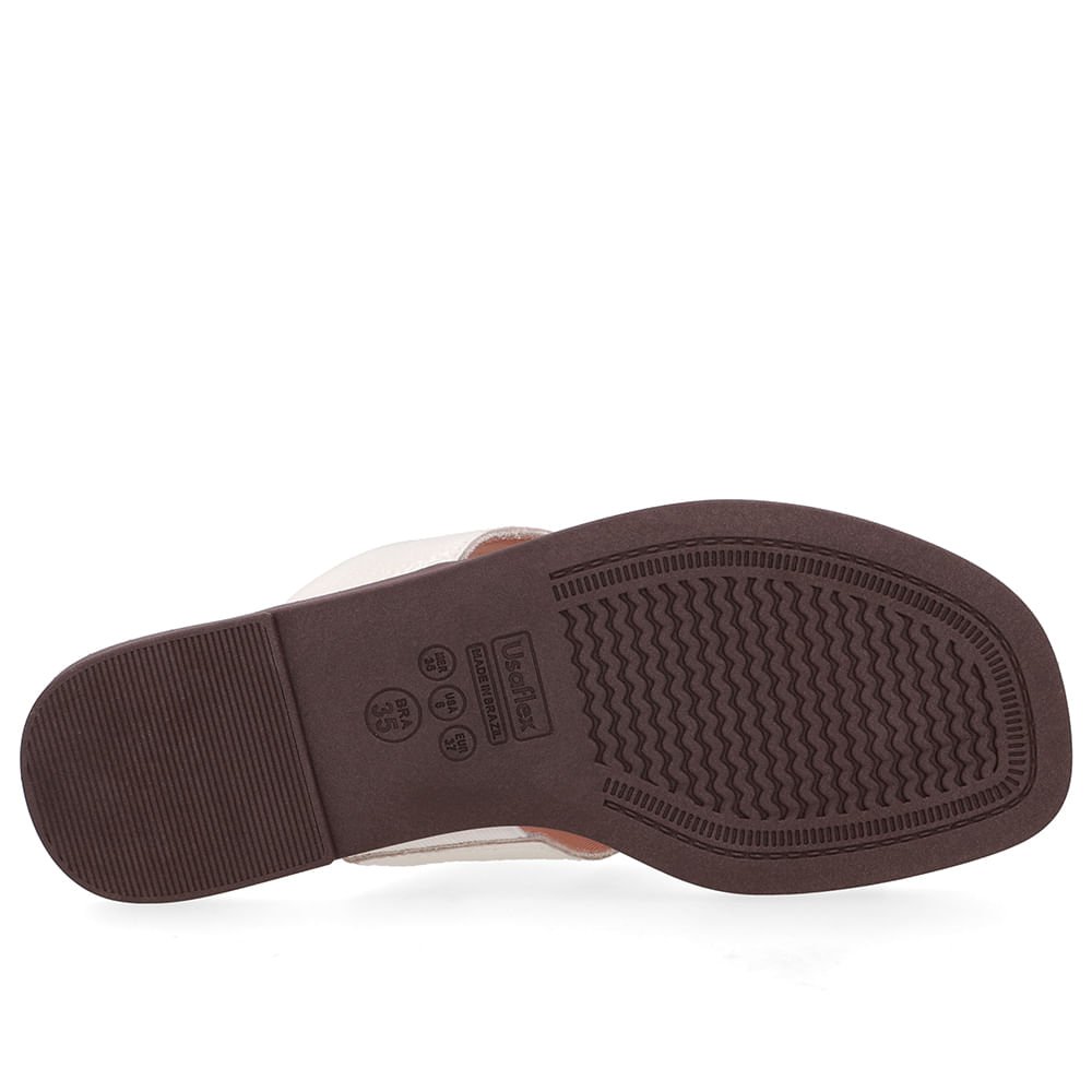 Rasteira Verniz Branca Marfim Detalhe Dourado Marfim 5