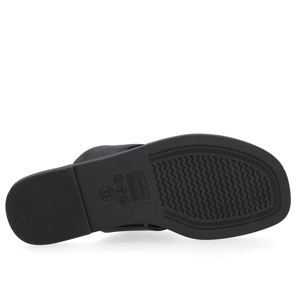 Rasteira Couro Preta Detalhe Dourado Preto/Dourado 5