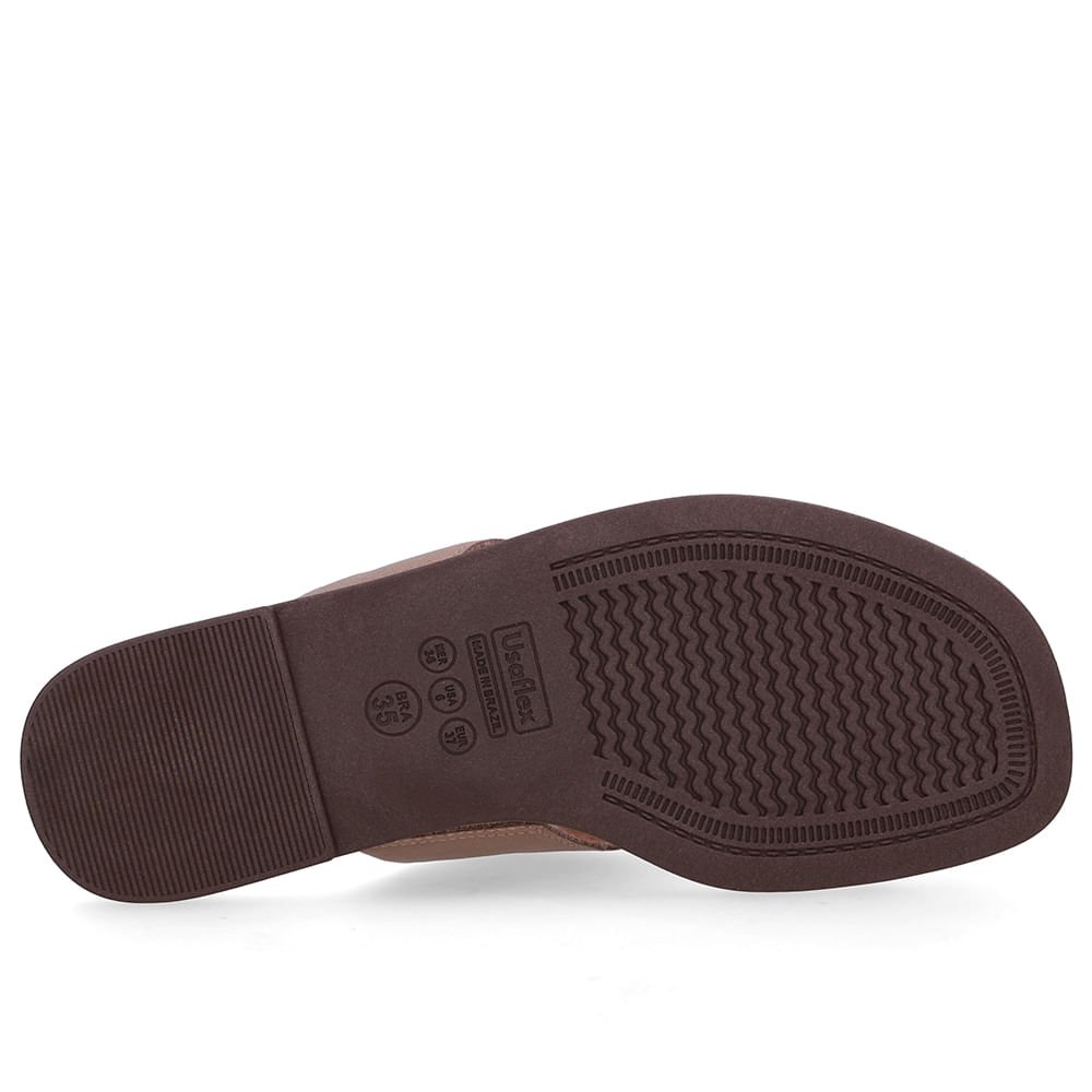 Rasteira Couro Marrom Detalhe Dourado Marrom 5