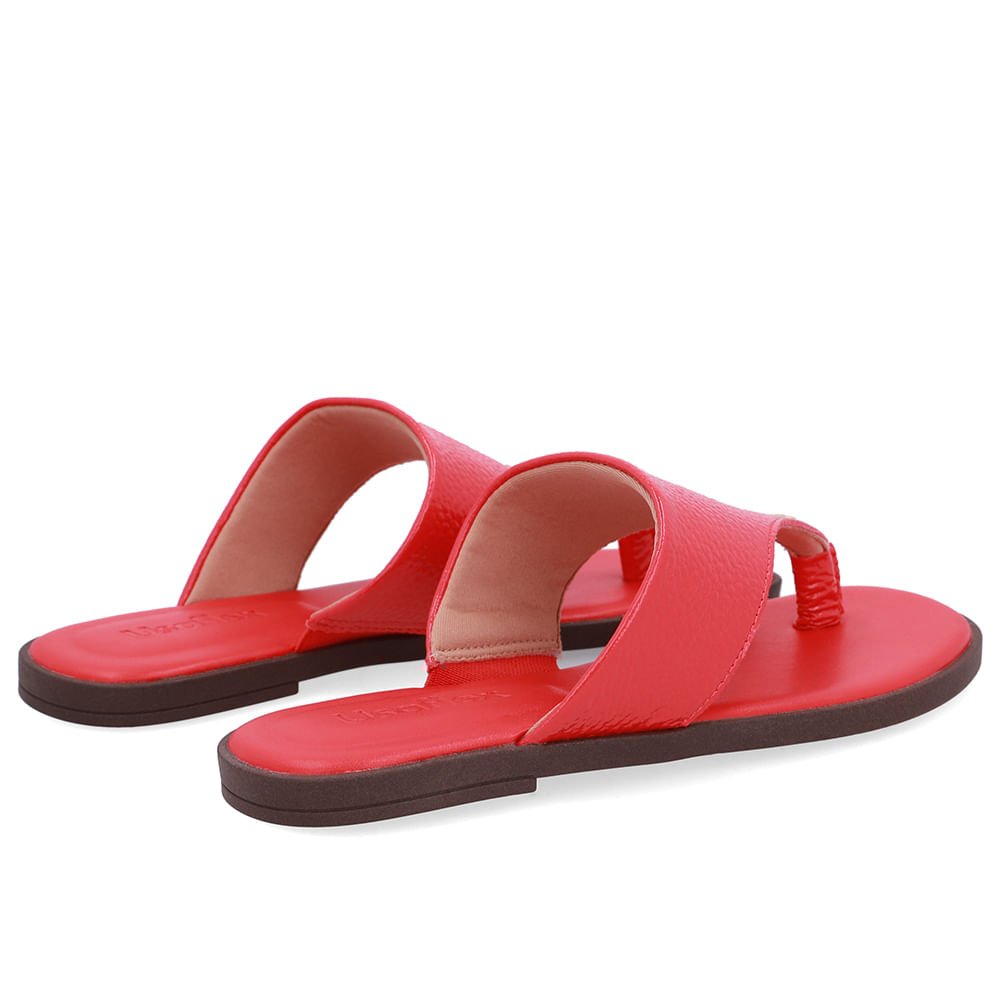 Rasteira Verniz Vermelha Detalhe Dourado Vermelho/Dourado 3