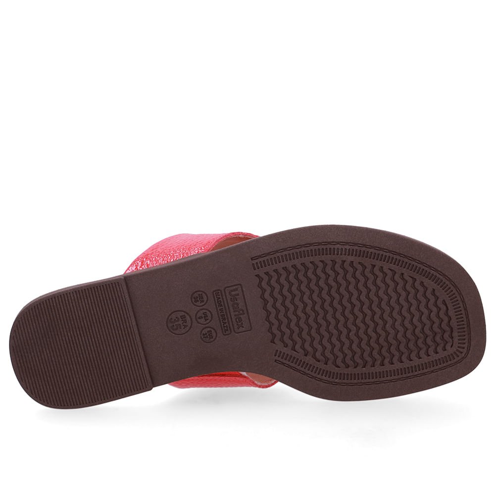 Rasteira Verniz Vermelha Detalhe Dourado Vermelho/Dourado 5