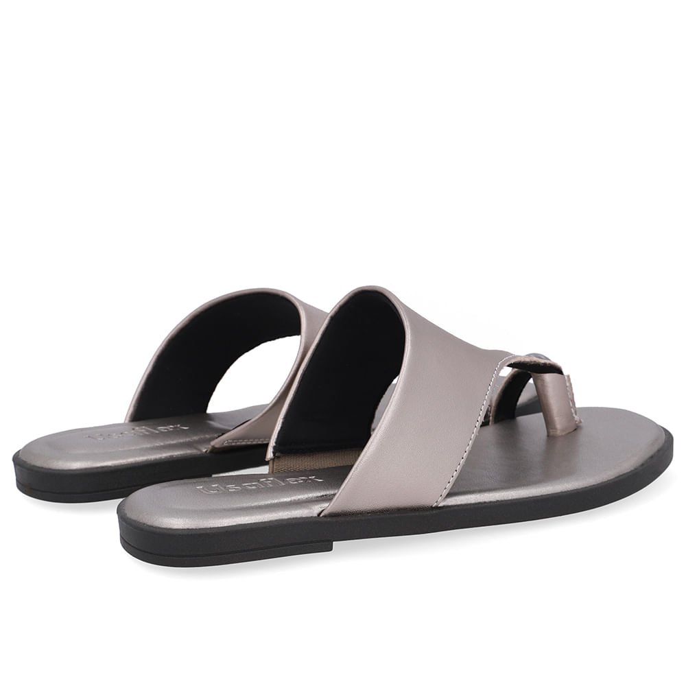 Rasteira Couro Prata Aço Detalhe Prata Prata 3