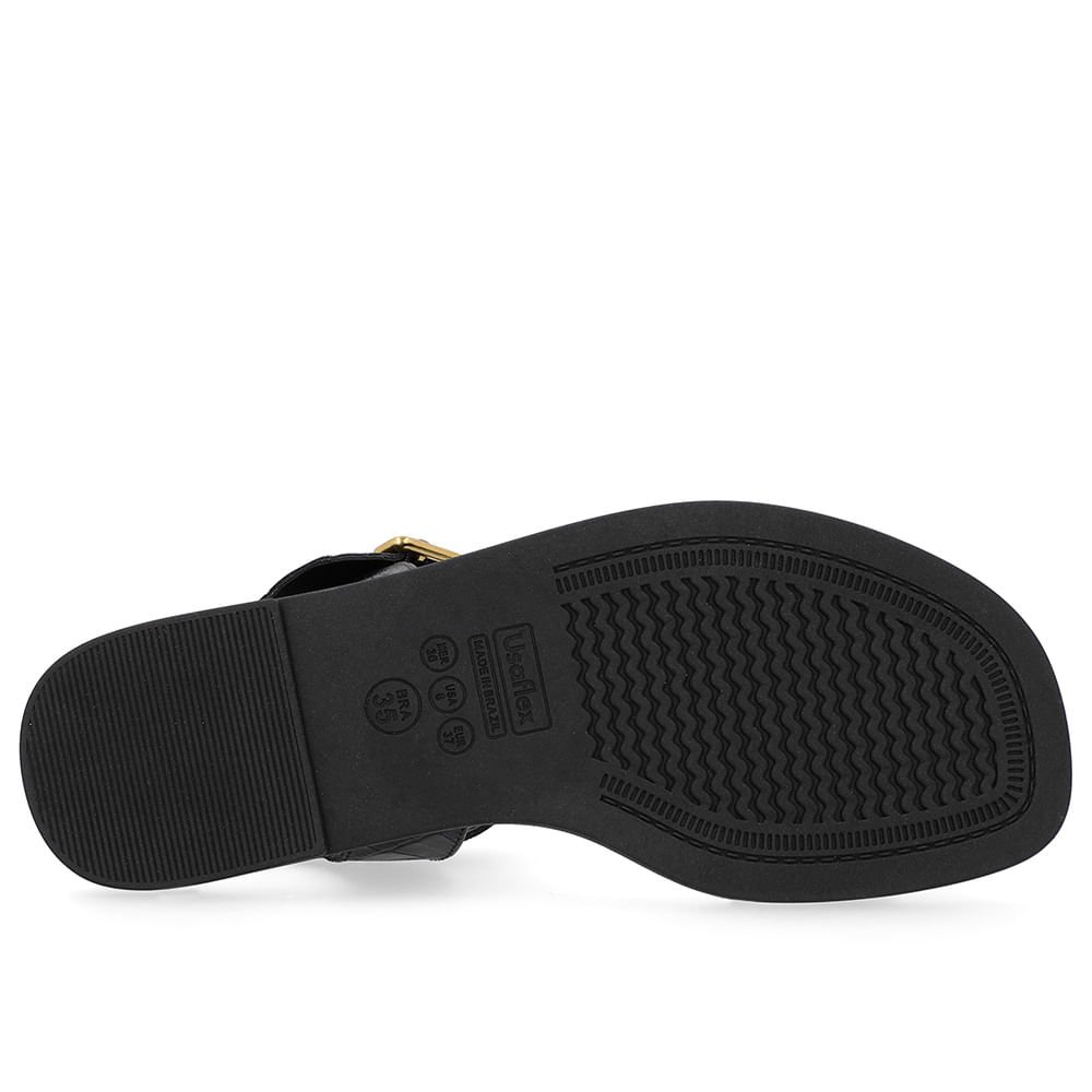 Sandália Couro Croco Preta Detalhe Fivela Preto 5