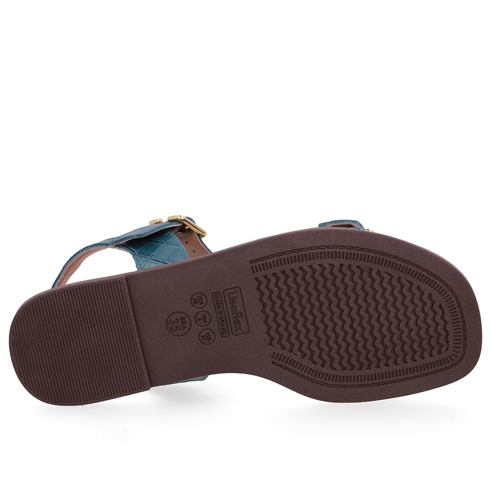 Sandália Couro Croco Azul Detalhe Fivela Azul 5
