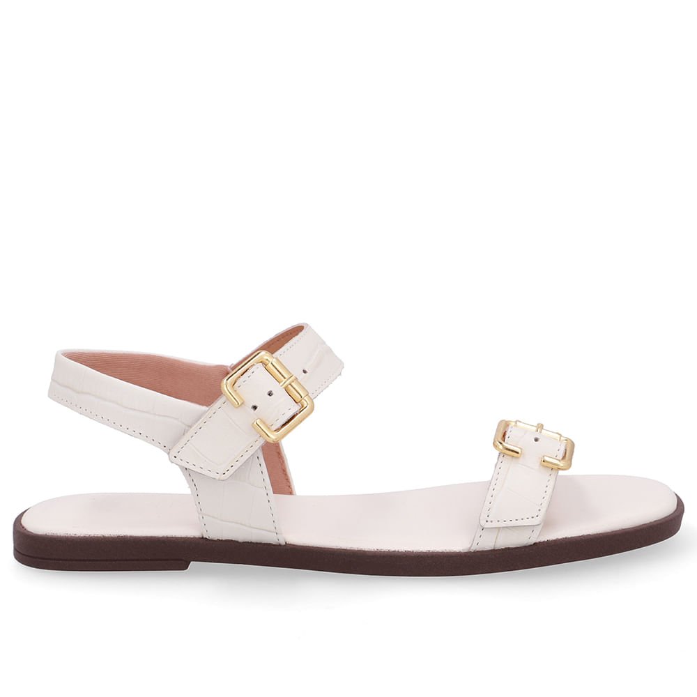 Sandália Couro Croco Azul Detalhe Fivela