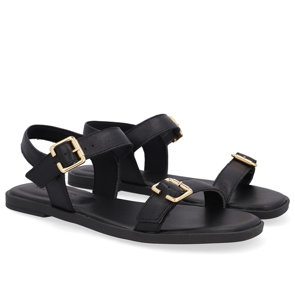 Sandália Couro Croco Branca Marfim Detalhe Fivela Preto 2