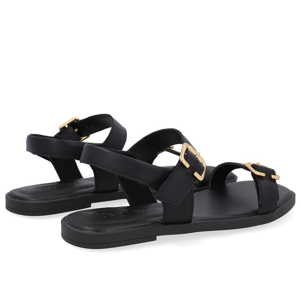 Sandália Couro Croco Branca Marfim Detalhe Fivela Preto 3