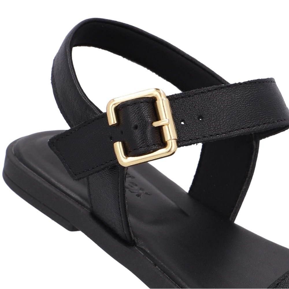 Sandália Couro Croco Branca Marfim Detalhe Fivela Preto 4