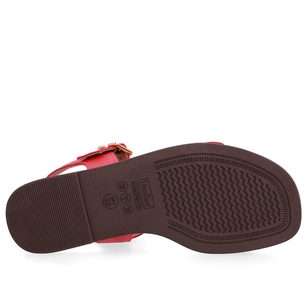 Sandália Couro Vermelha Detalhe Fivela Vermelho 5