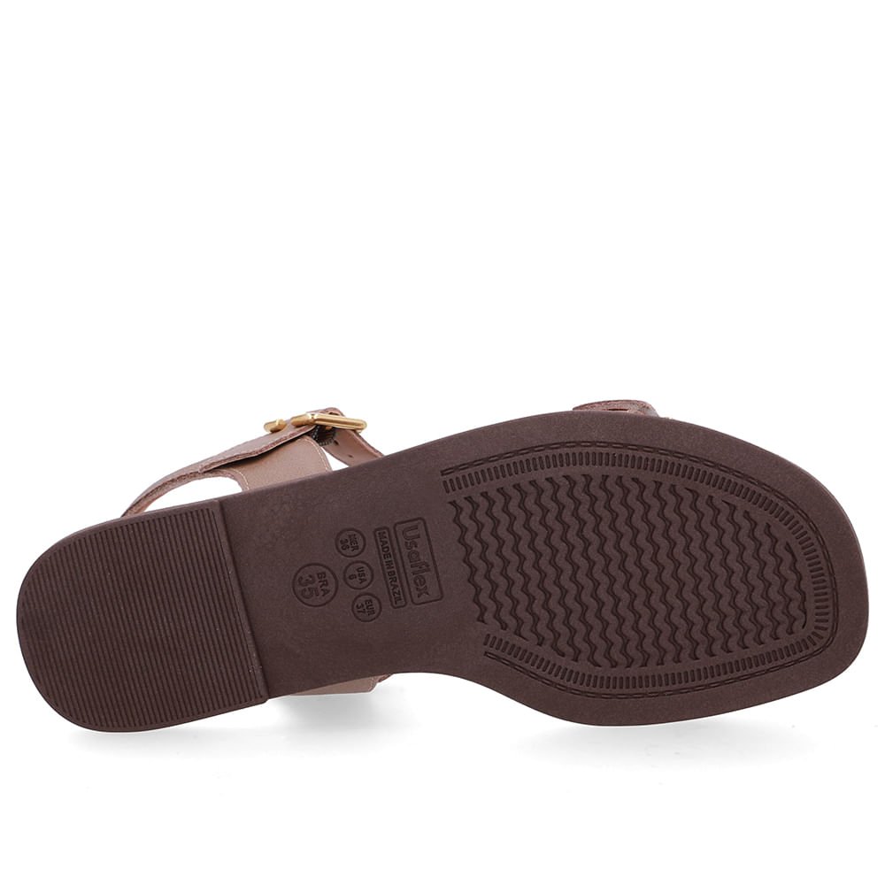 Sandália Couro Marrom Detalhe Fivela Marrom 5