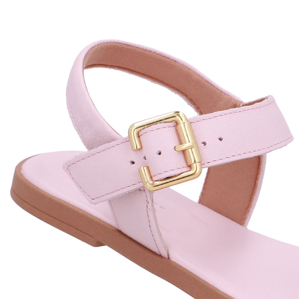 Sandália Couro Rosa Detalhe Fivela Rosa 4