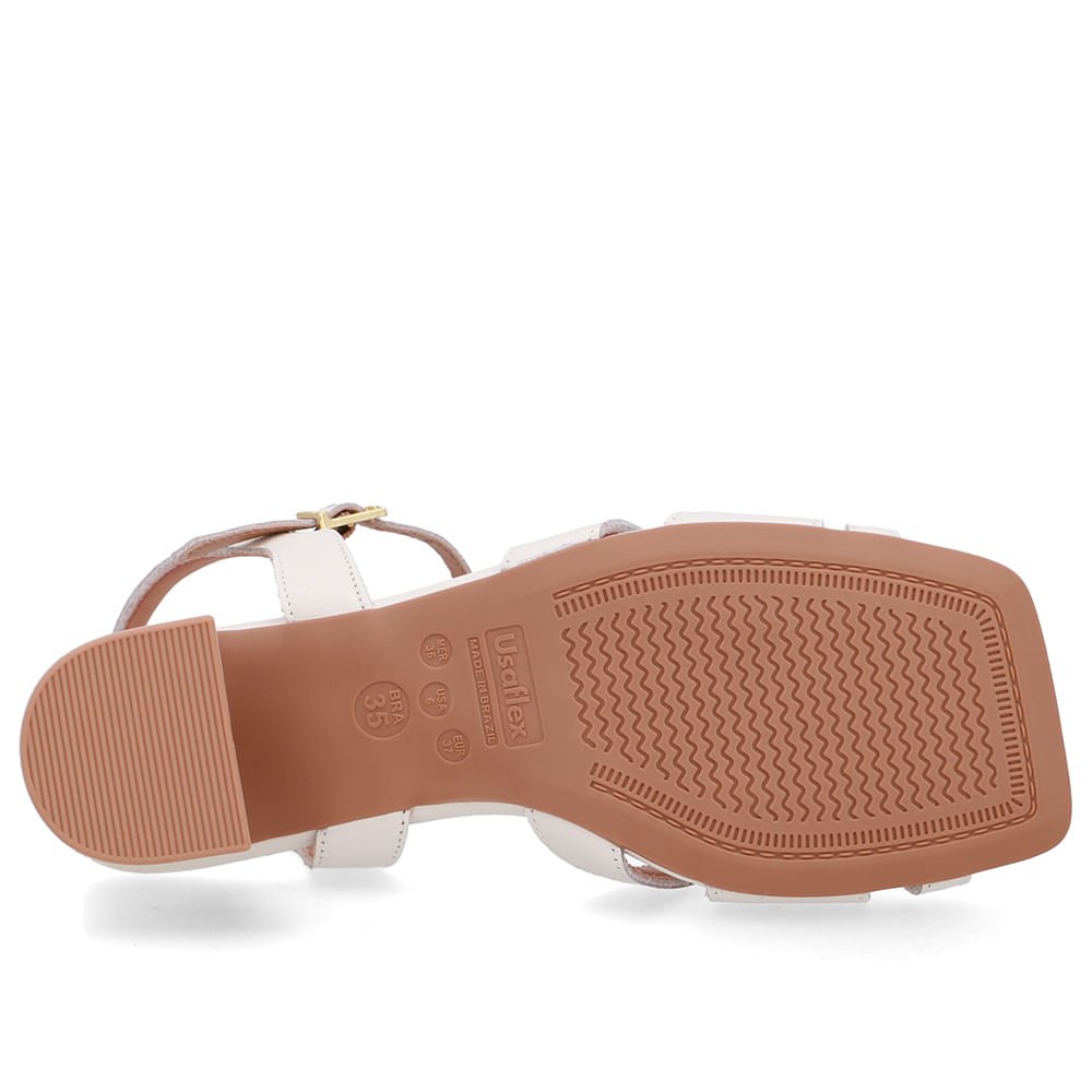 Sandália Couro Branca Marfim Bico Quadrado Marfim 5