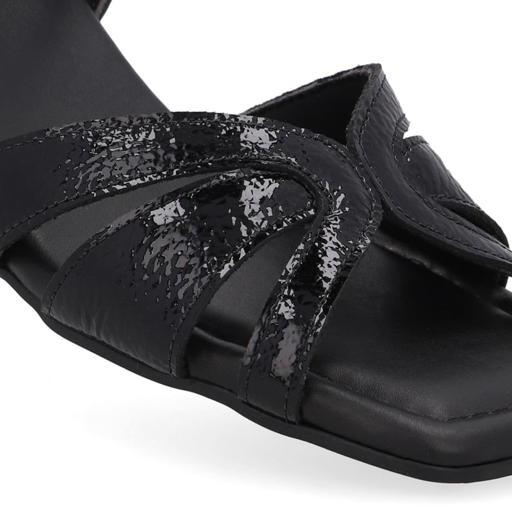 Sandália Verniz Preta Bico Quadrado Preto 4