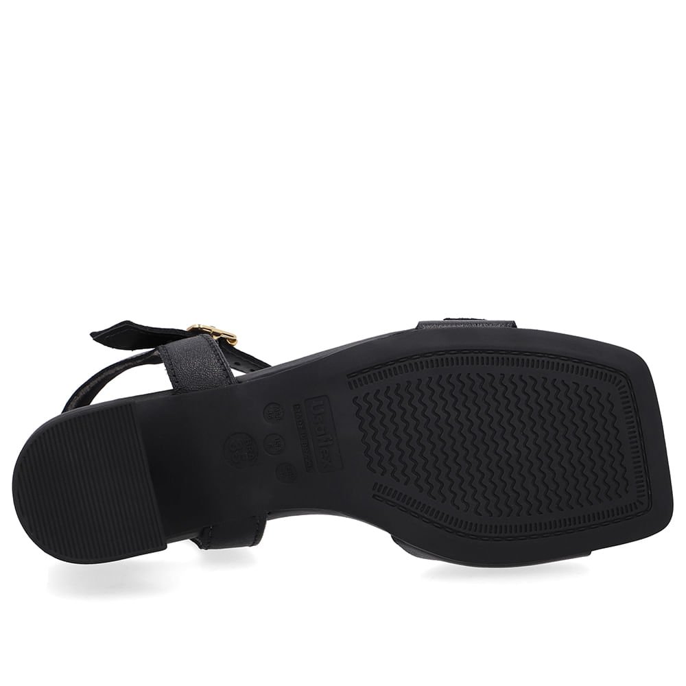 Sandália Couro Preta Detalhe Fivela Preto 5