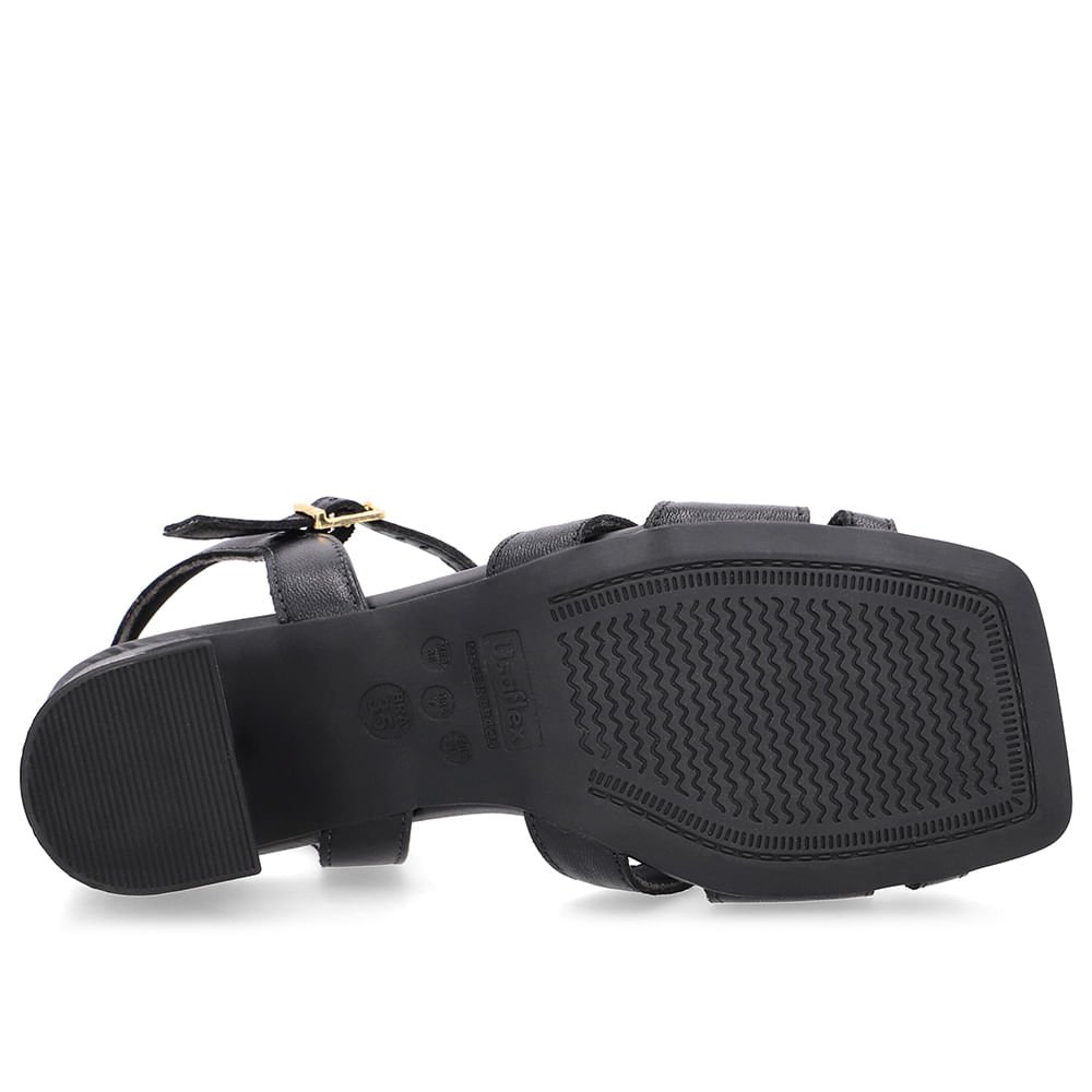 Sandália Couro Preta Bico Quadrado Preto 5