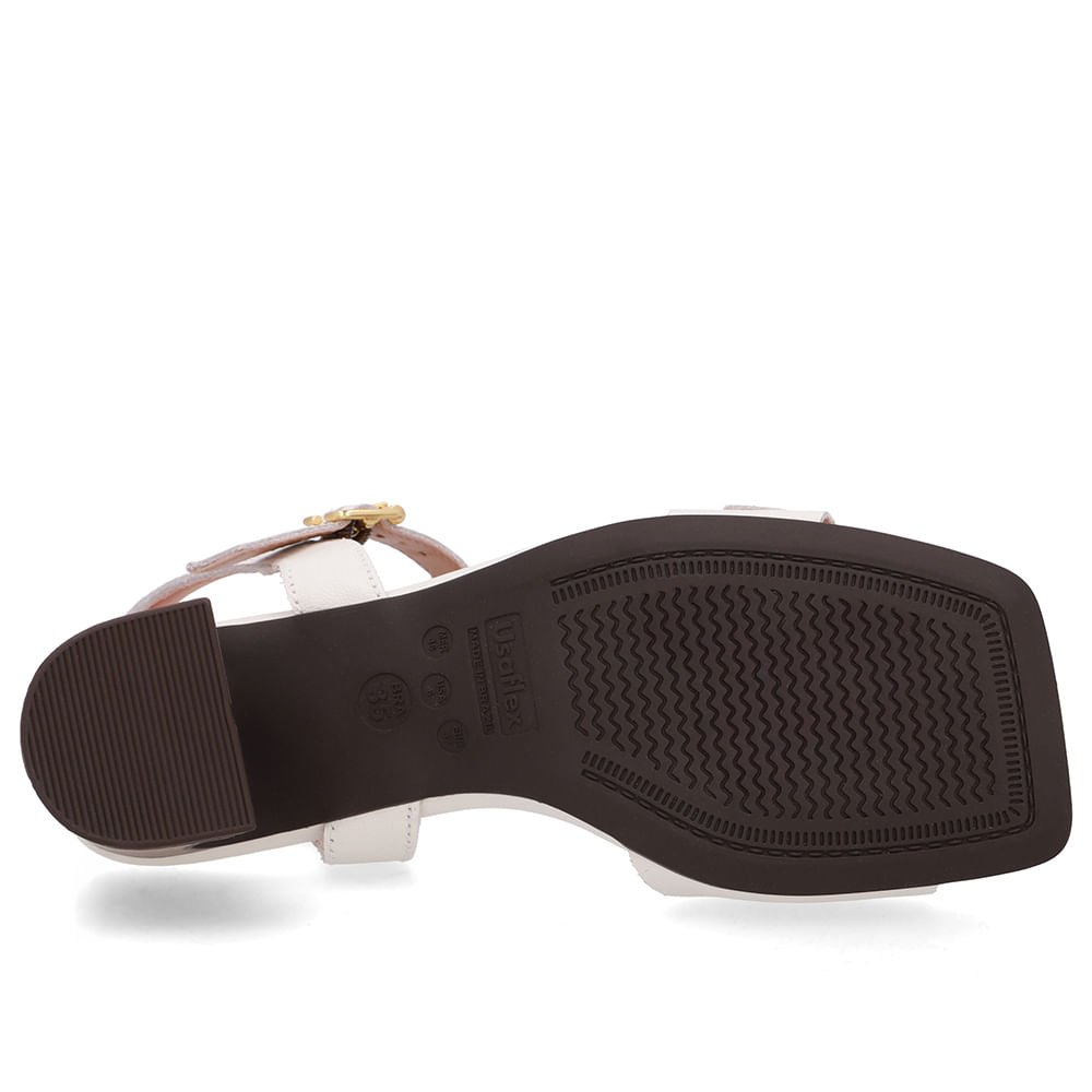 Sandália Couro Branca Marfim Detalhe Fivela Marfim 5