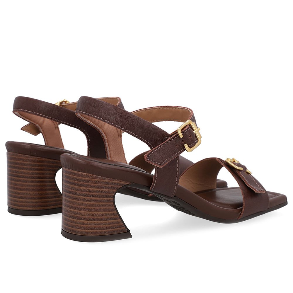 Sandália Couro Marrom Pinhão Detalhe Fivela Pinhão 3