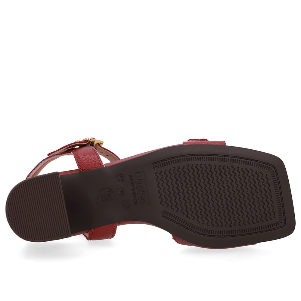 Sandália Couro Vermelha Detalhe Fivela Vermelho 5