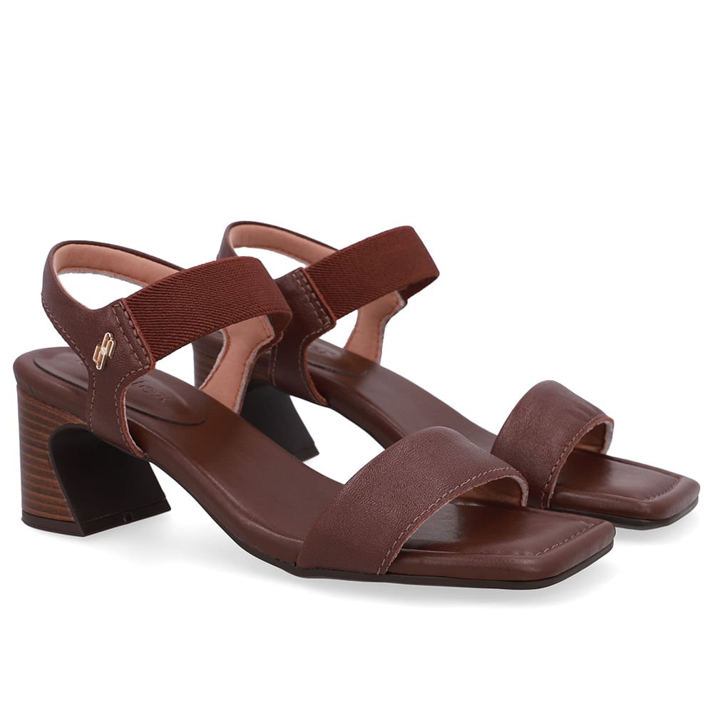 Sandália Couro Marrom Pinhão Detalhe Tira Elástico Pinhão 2