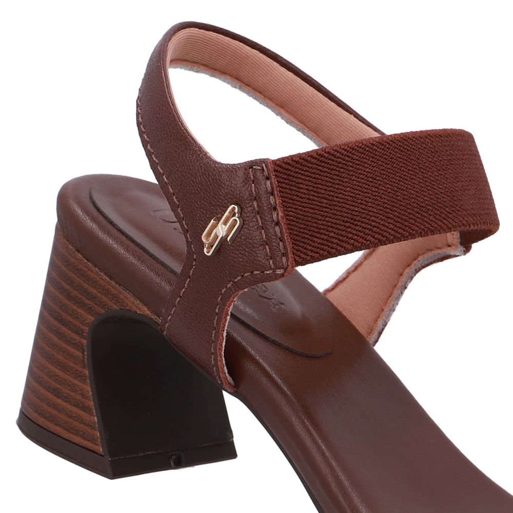 Sandália Couro Marrom Pinhão Detalhe Tira Elástico Pinhão 4