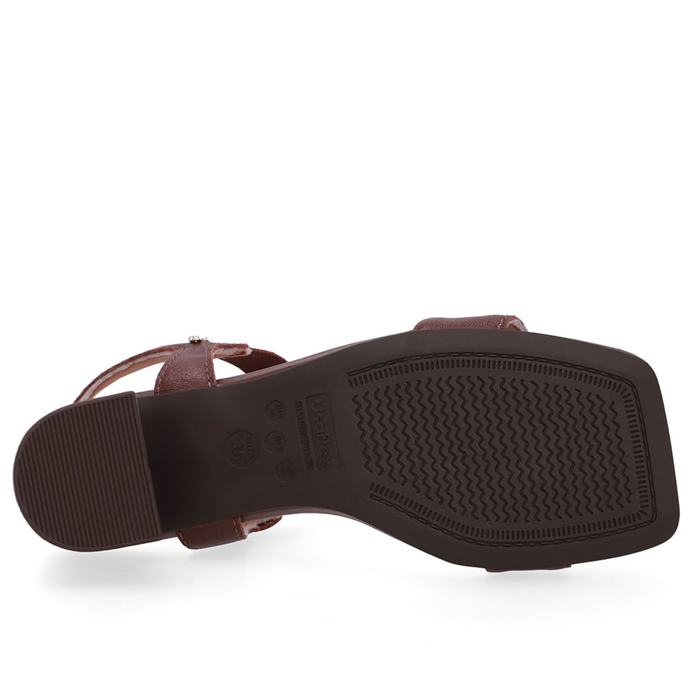 Sandália Couro Marrom Pinhão Detalhe Tira Elástico Pinhão 5