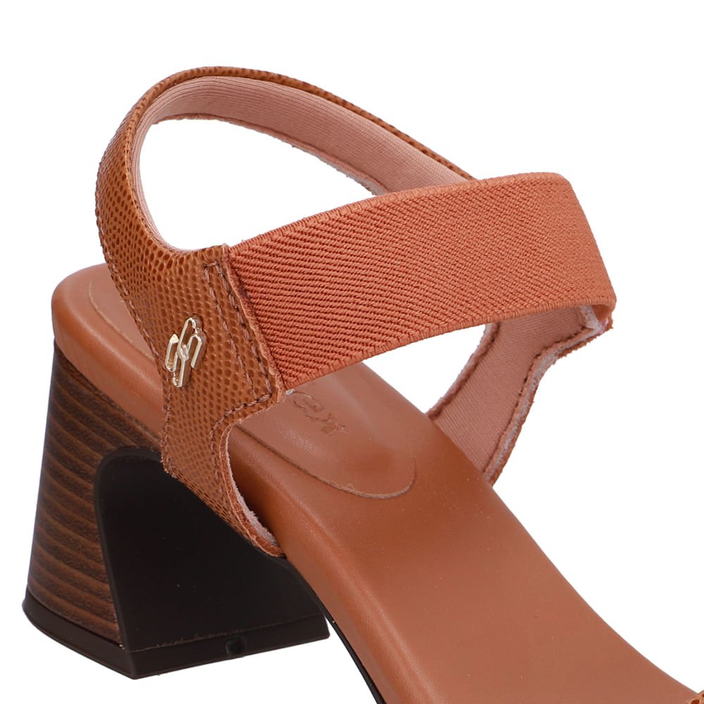 Sandália Couro Marrom Detalhe Tira Elástico Marrom 4