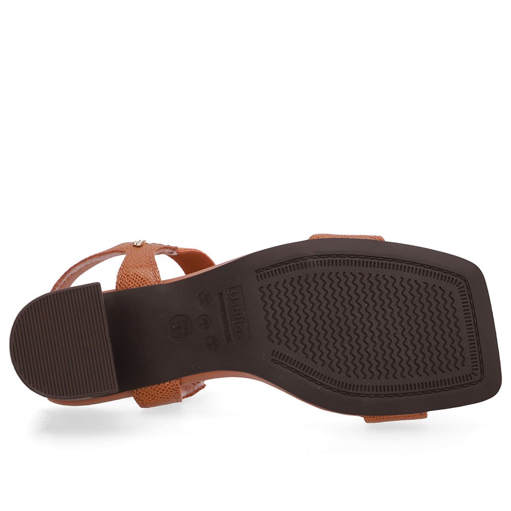 Sandália Couro Marrom Detalhe Tira Elástico Marrom 5