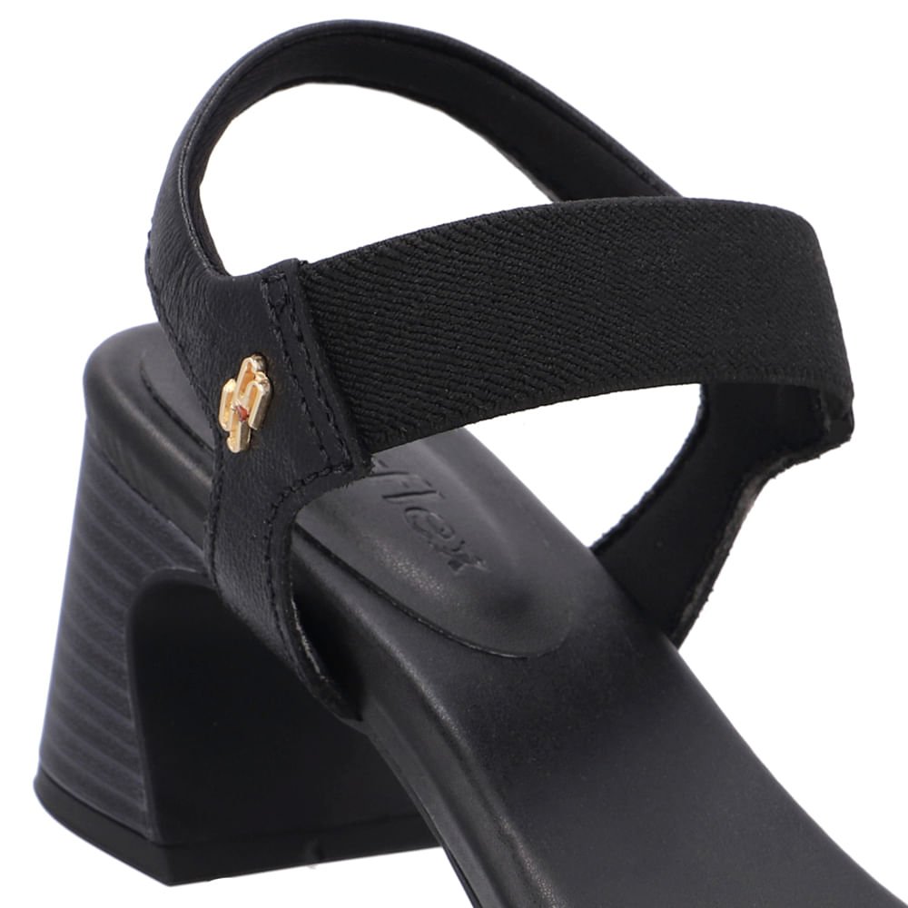 Sandália Couro Preta Detalhe Tira Elástico Preto 4