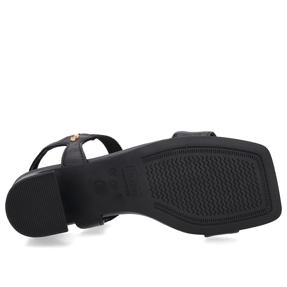 Sandália Couro Preta Detalhe Tira Elástico Preto 5