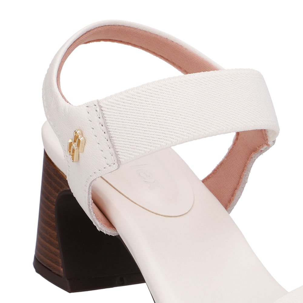 Sandália Couro Branca Marfim Detalhe Tira Elástico Marfim 4