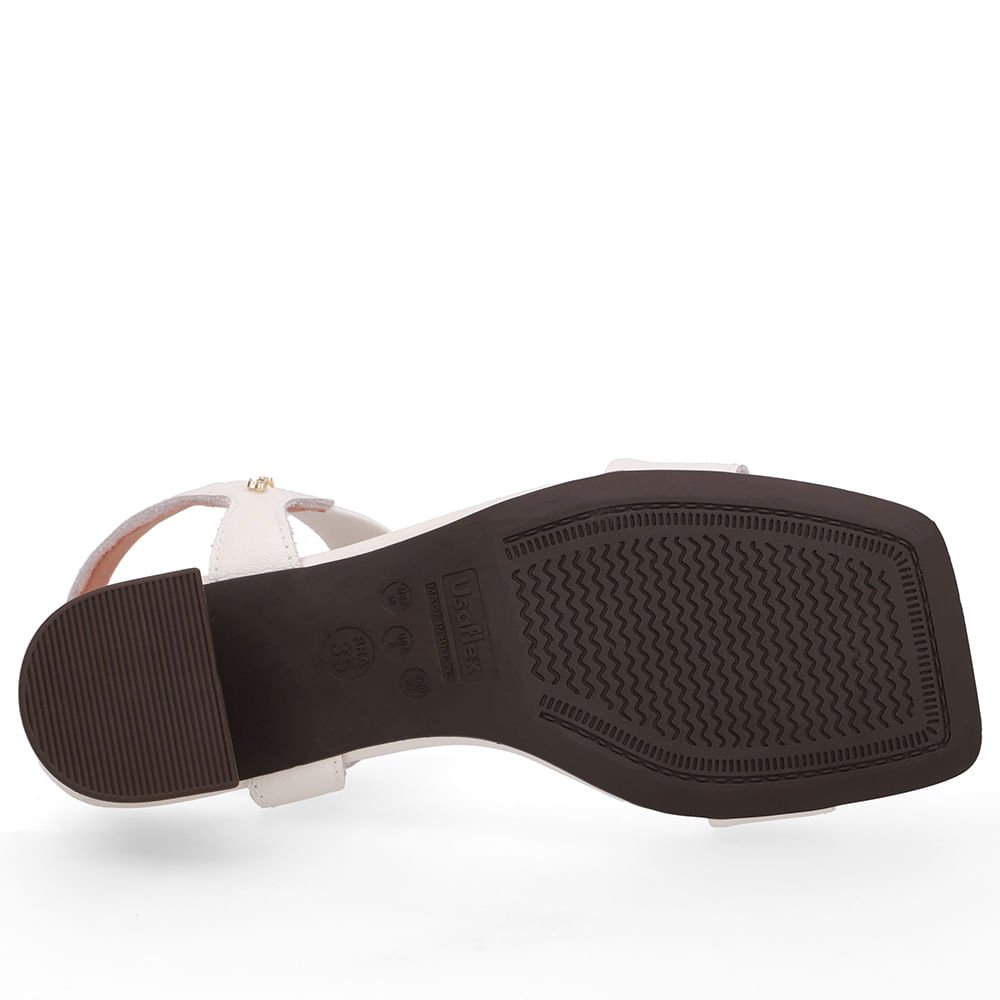 Sandália Couro Branca Marfim Detalhe Tira Elástico Marfim 5