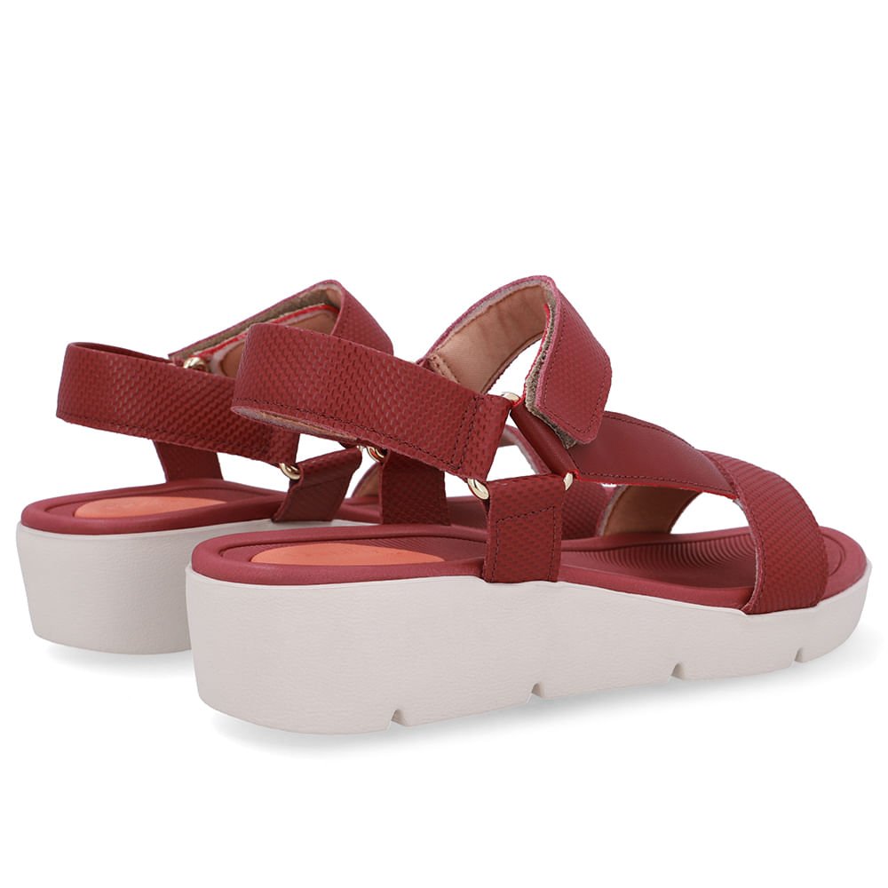 Sandália Papete Couro Vermelha Salto Plataforma Vermelho 3