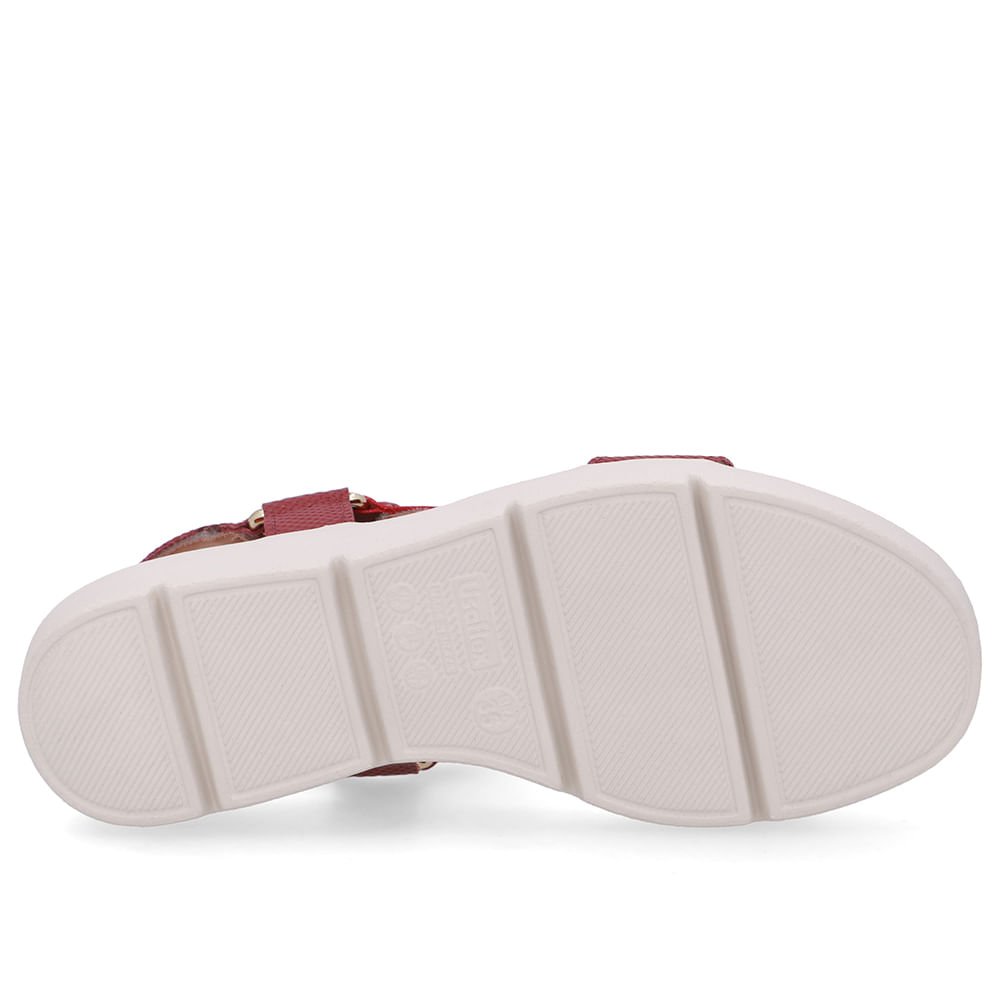 Sandália Papete Couro Vermelha Salto Plataforma Vermelho 5