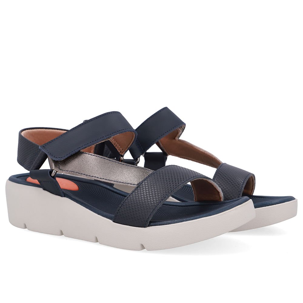 Sandália Papete Couro Azul Salto Plataforma Azul 2