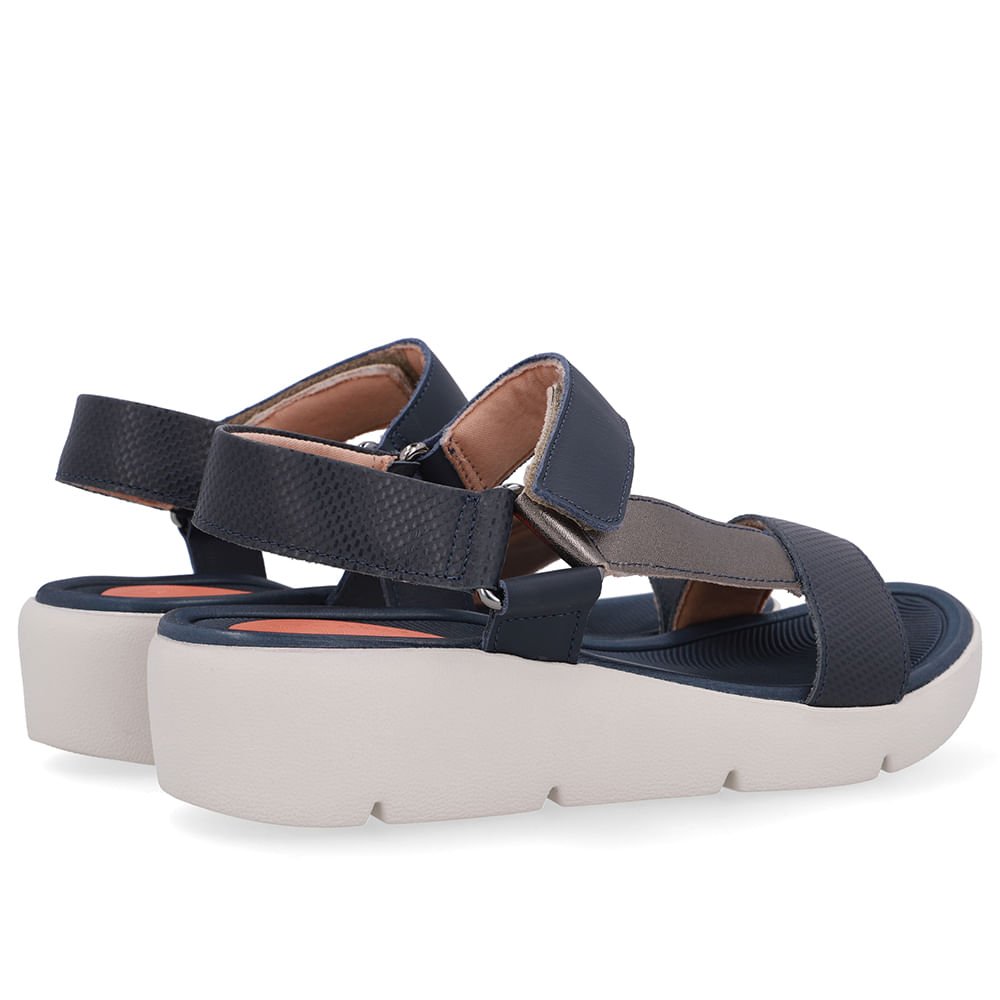 Sandália Papete Couro Azul Salto Plataforma Azul 3