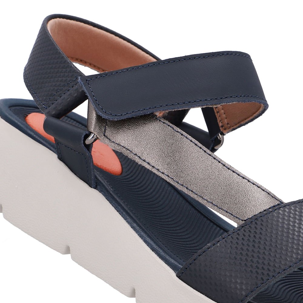 Sandália Papete Couro Azul Salto Plataforma Azul 4