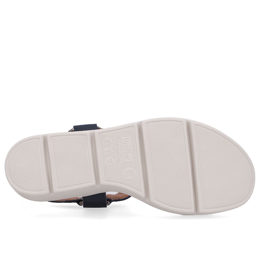 Sandália Papete Couro Azul Salto Plataforma Azul 5