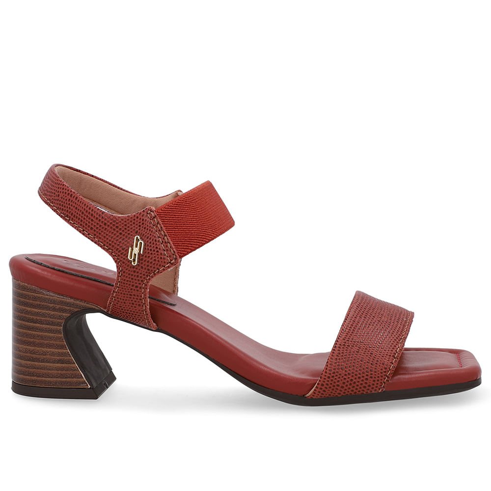 Sandália Couro Marrom Terracota Detalhe Tira Elástico