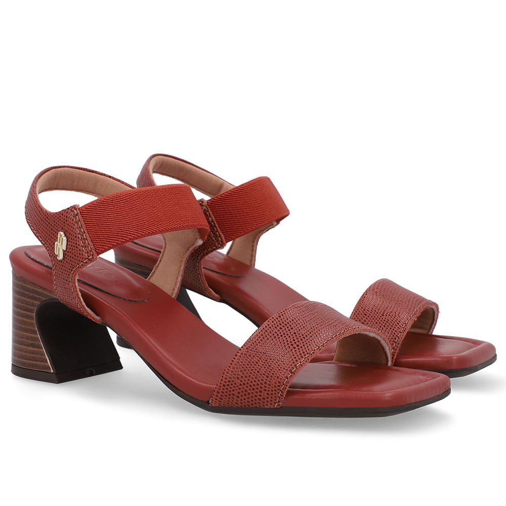 Sandália Couro Marrom Terracota Detalhe Tira Elástico Terracota 2