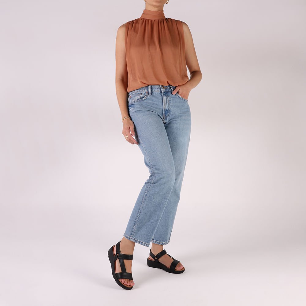 Sandália Papete Couro Preta Salto Plataforma Preto 4