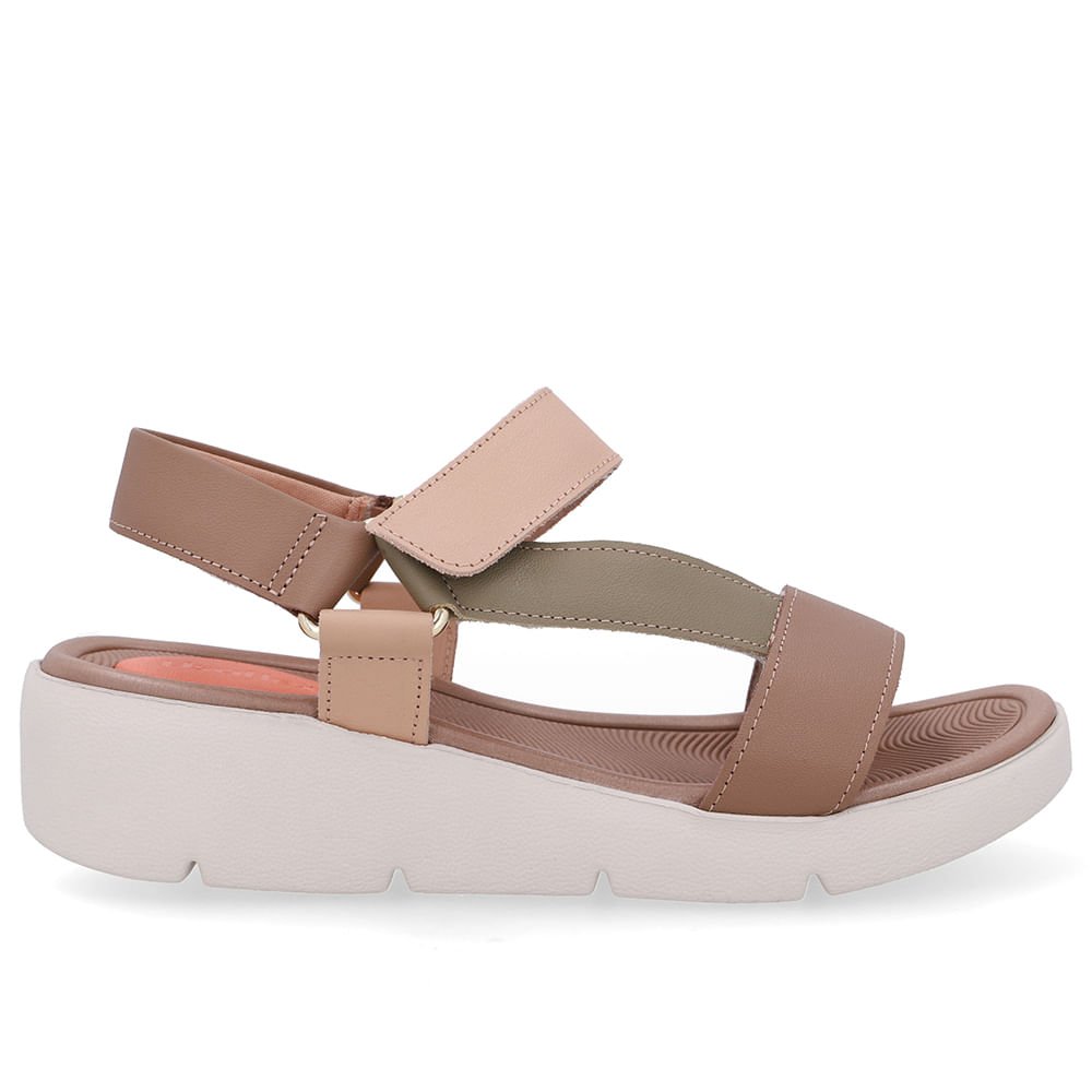 Sandália Papete Couro Marrom Salto Plataforma